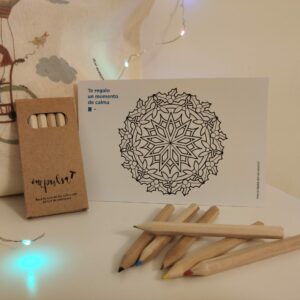 Postcard with mandala and colored box